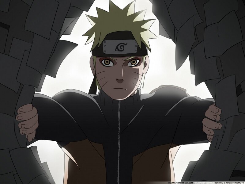 Naruto breaking through a wall