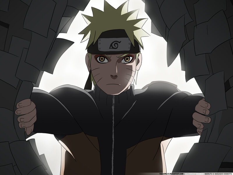 Naruto breaking through rock