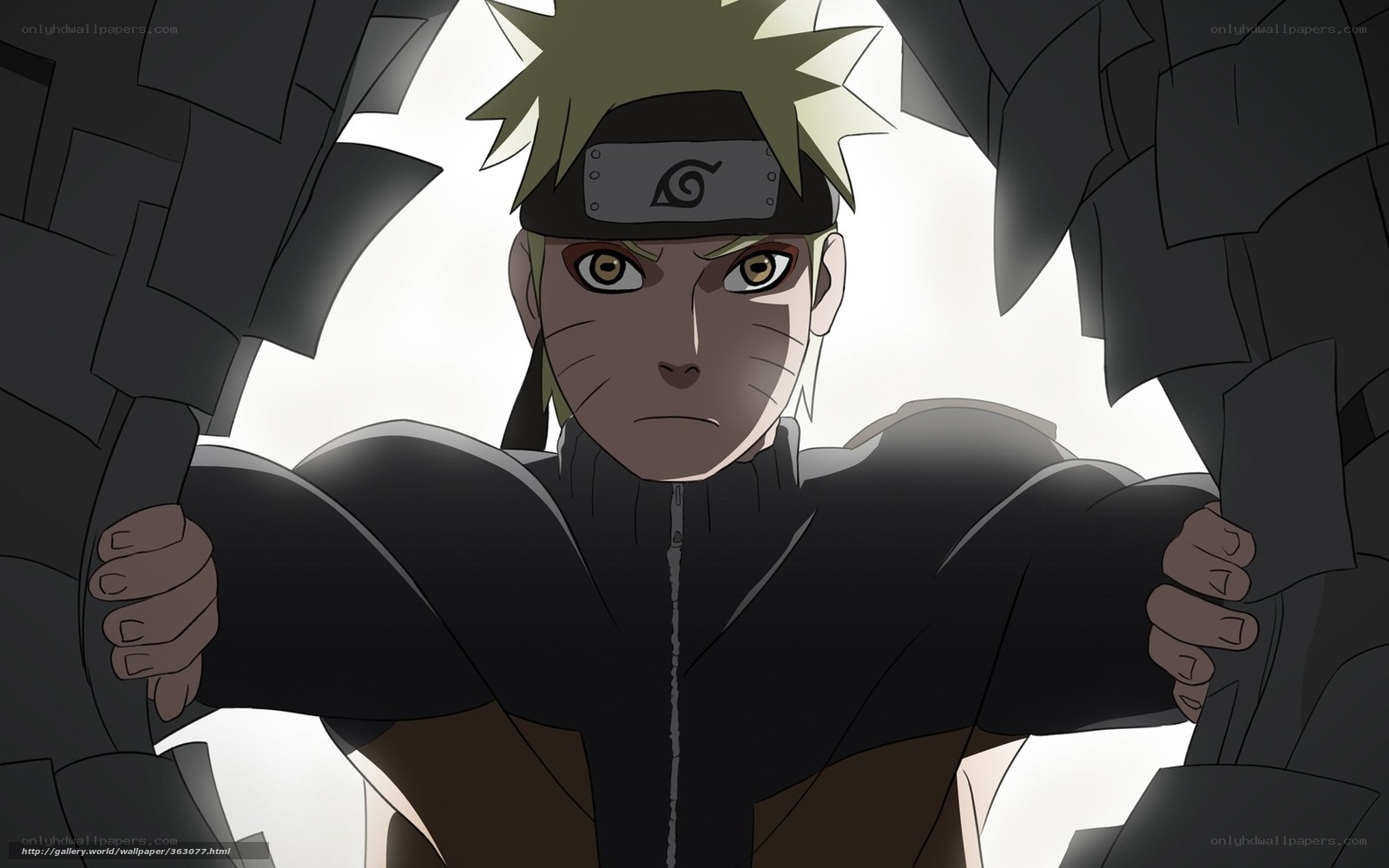 Naruto breaking through rock