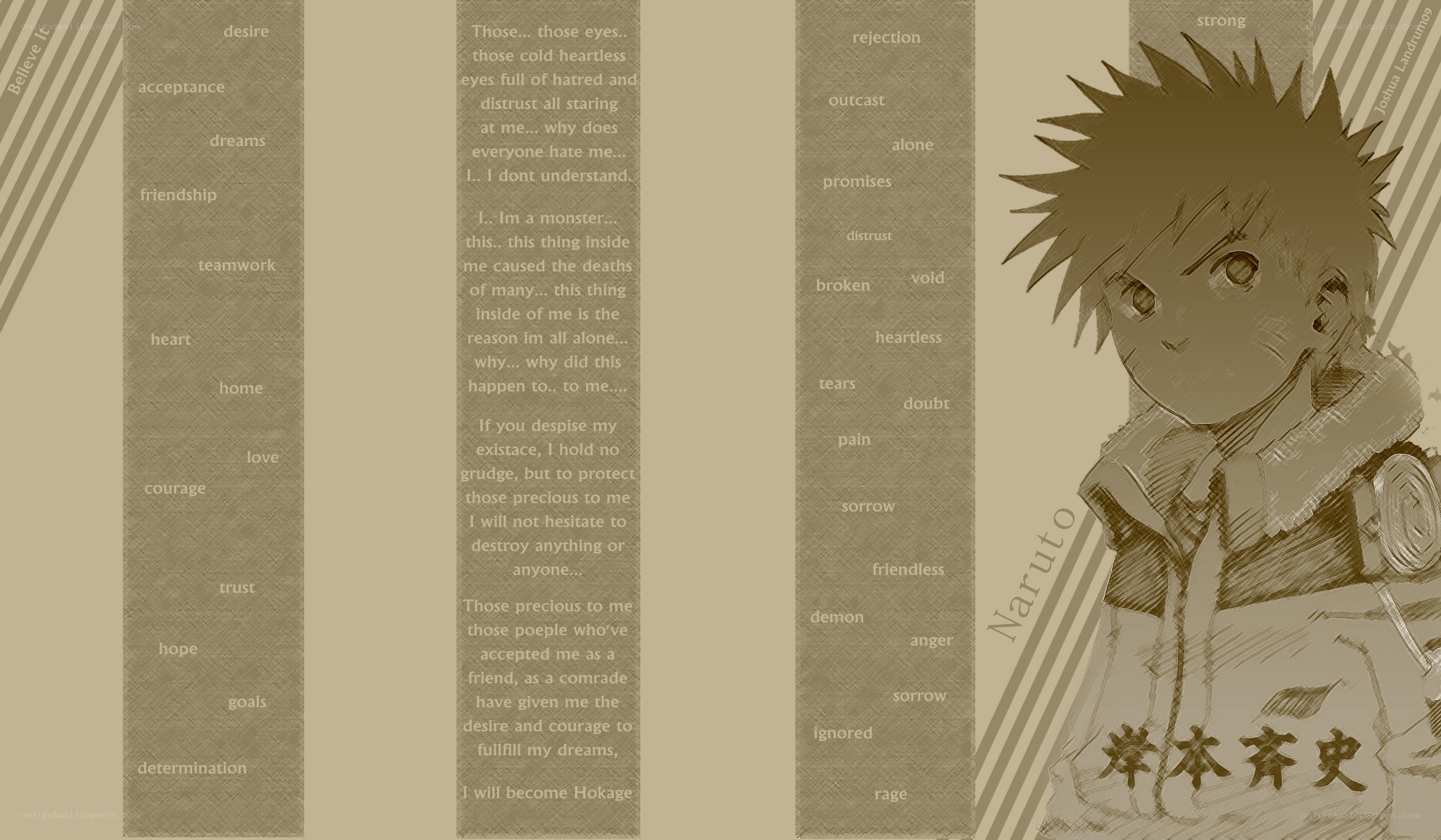 Naruto character and thematic words