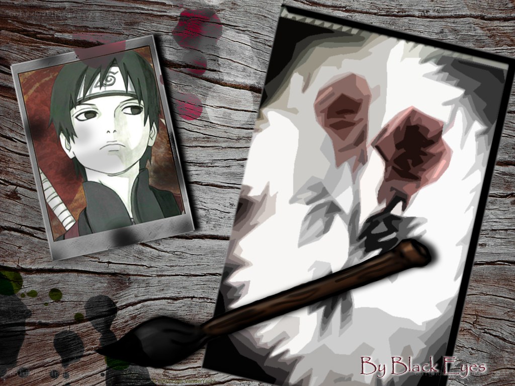 Naruto character art with paintbrush
