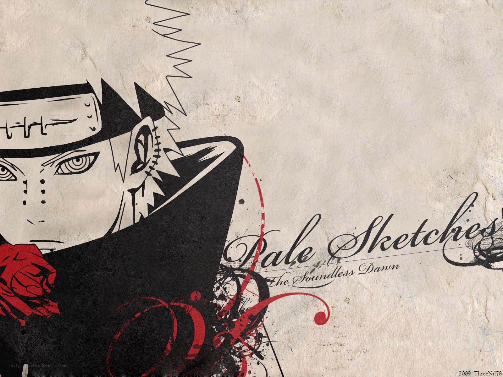 Naruto character art with rose