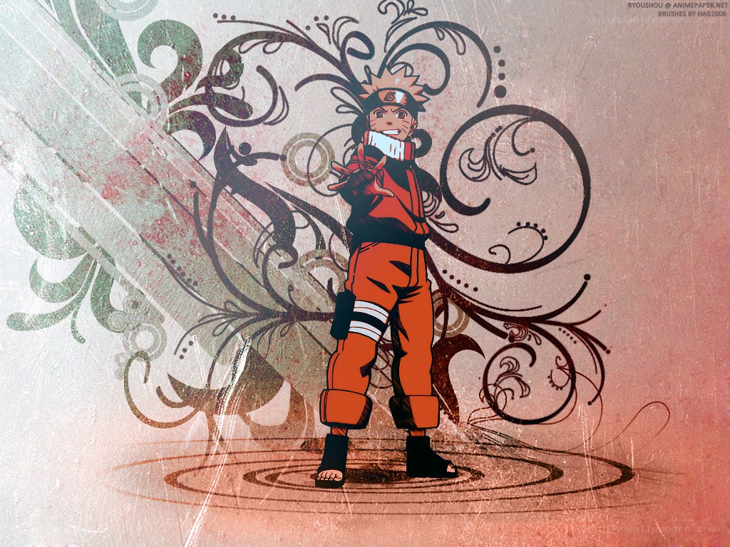 Naruto character art with swirls