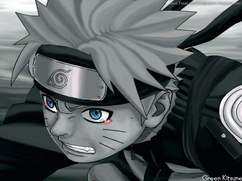 Naruto character in grayscale