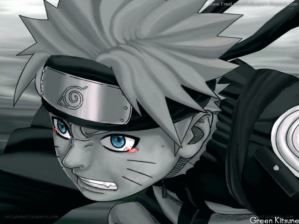 Naruto character in grayscale