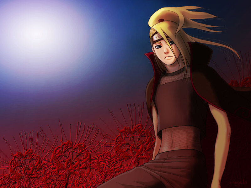 Naruto character in red field