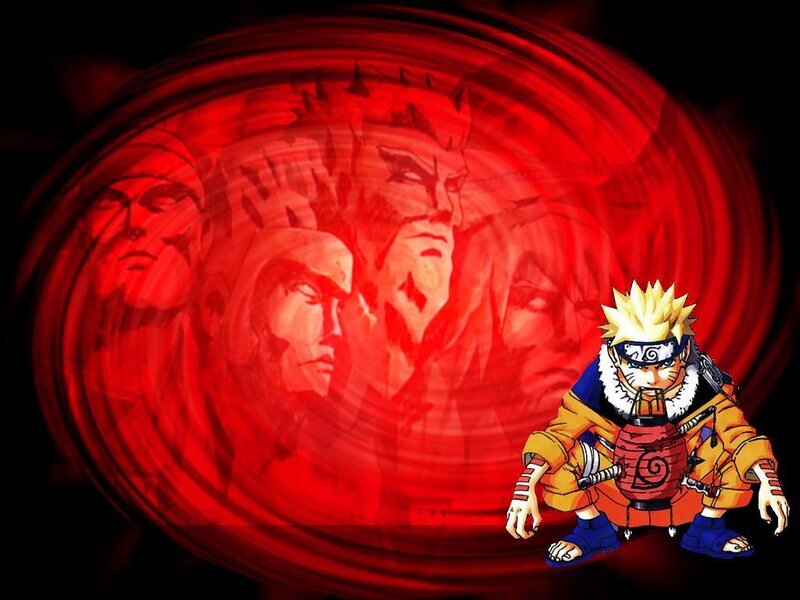 Naruto Character in Red Swirl