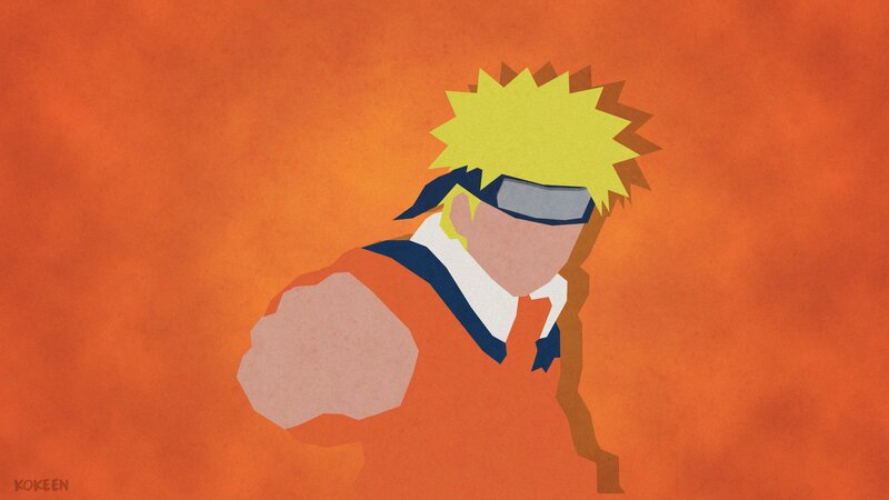 Naruto Character — Orange, Dramatic, Minimalist
