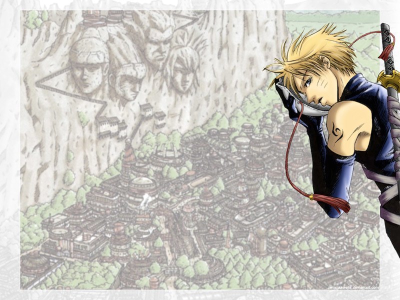 Naruto character overlooking village