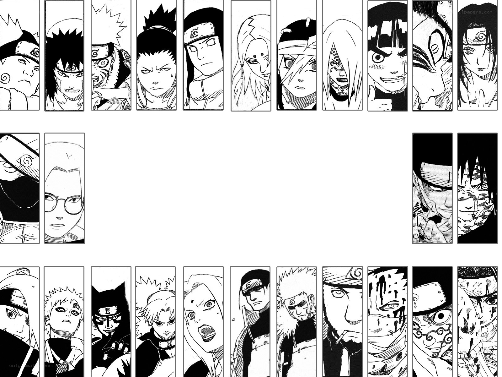 Naruto character portraits collage