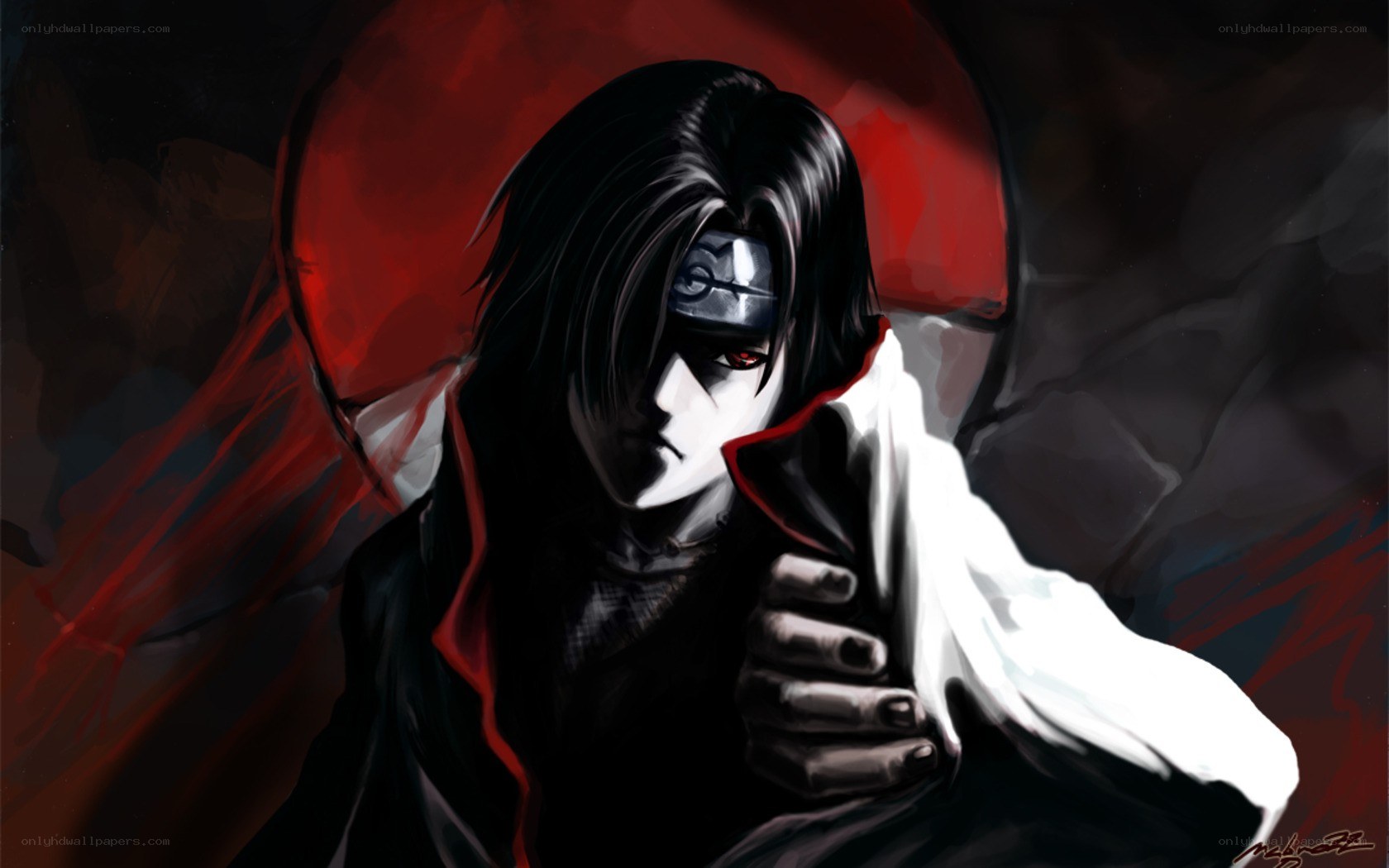 Naruto character with red eyes
