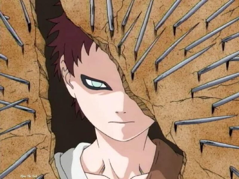 Naruto character with sand armor