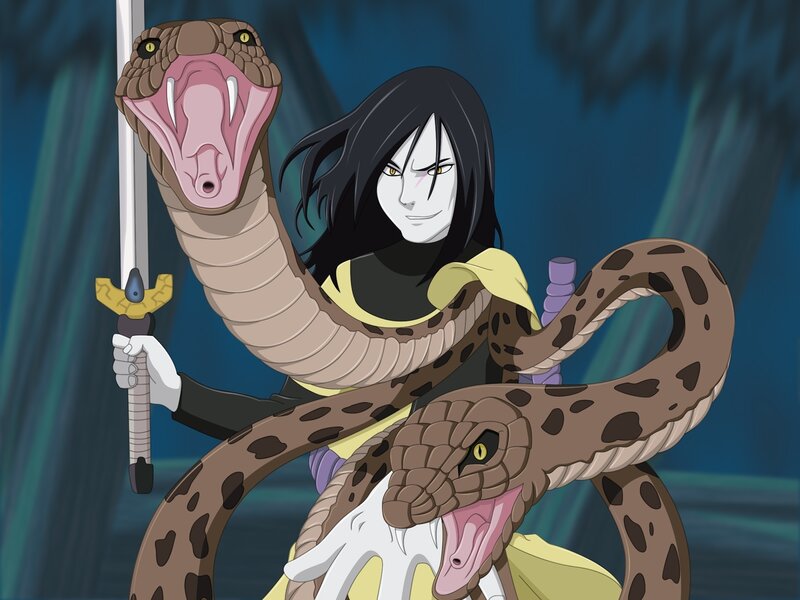 Naruto character with snakes