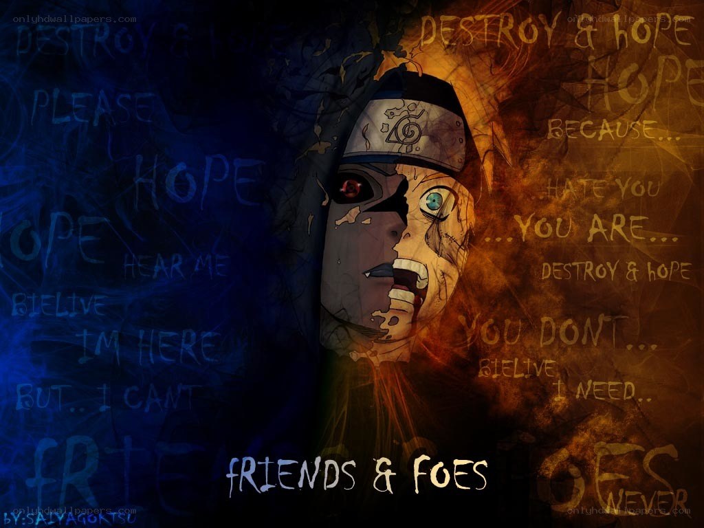 Naruto character with split face
