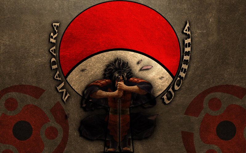 Naruto character with Uchiha symbol