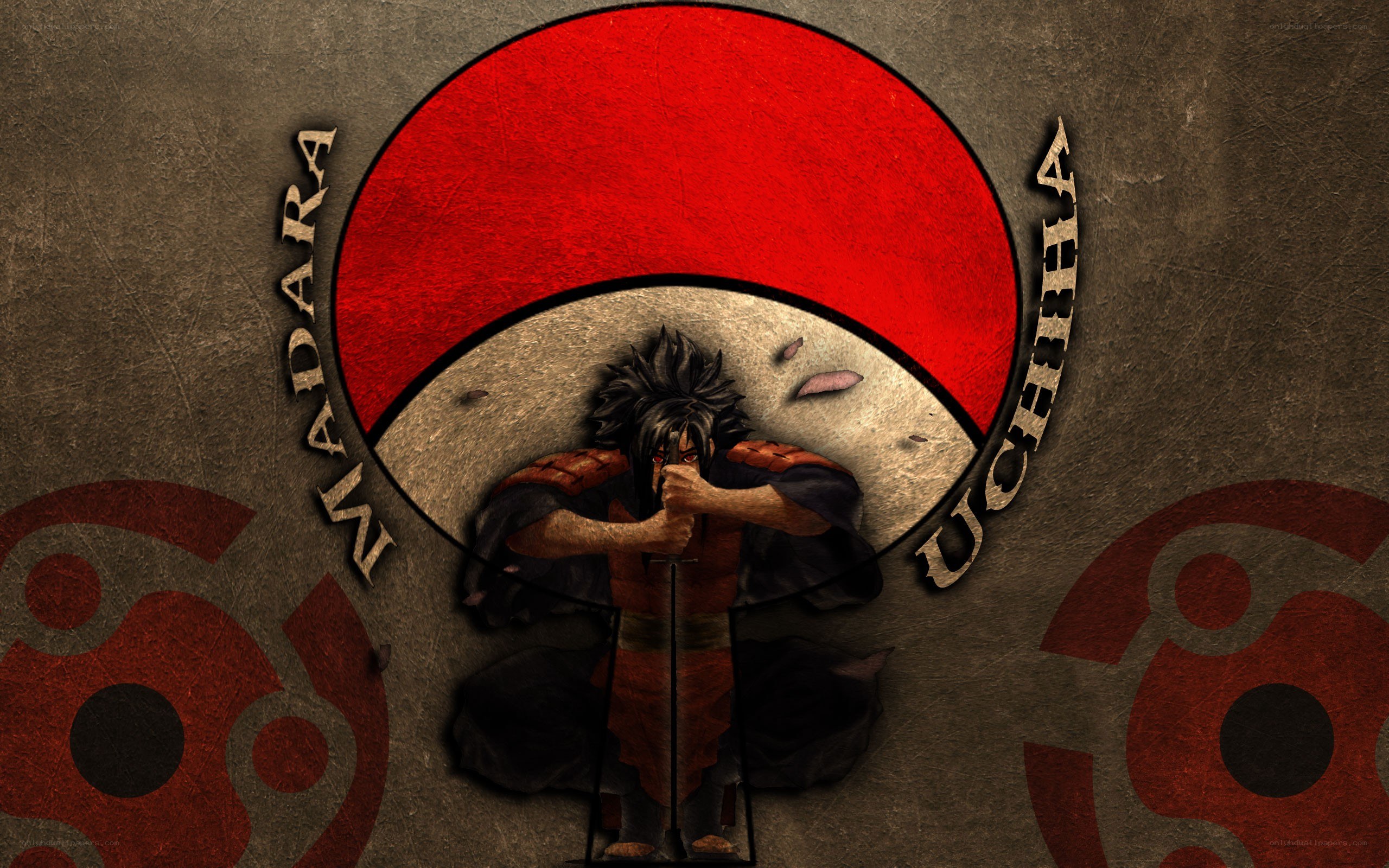 Naruto character with Uchiha symbol