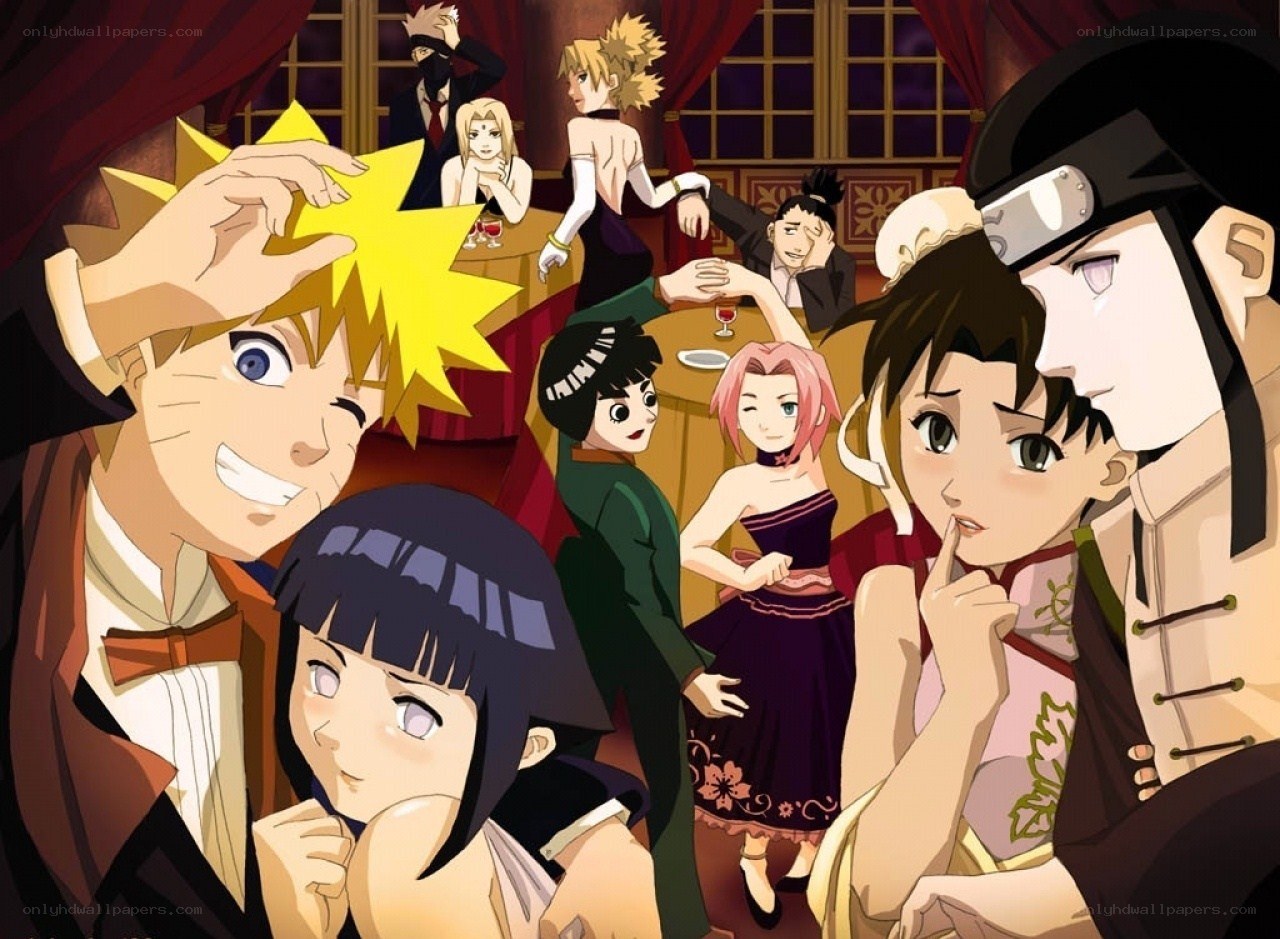 Naruto characters at a party