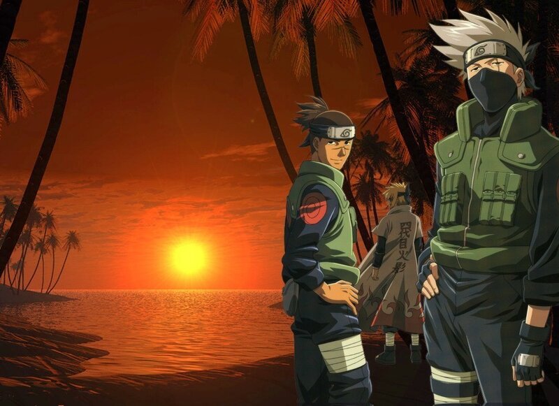 Naruto characters at sunset