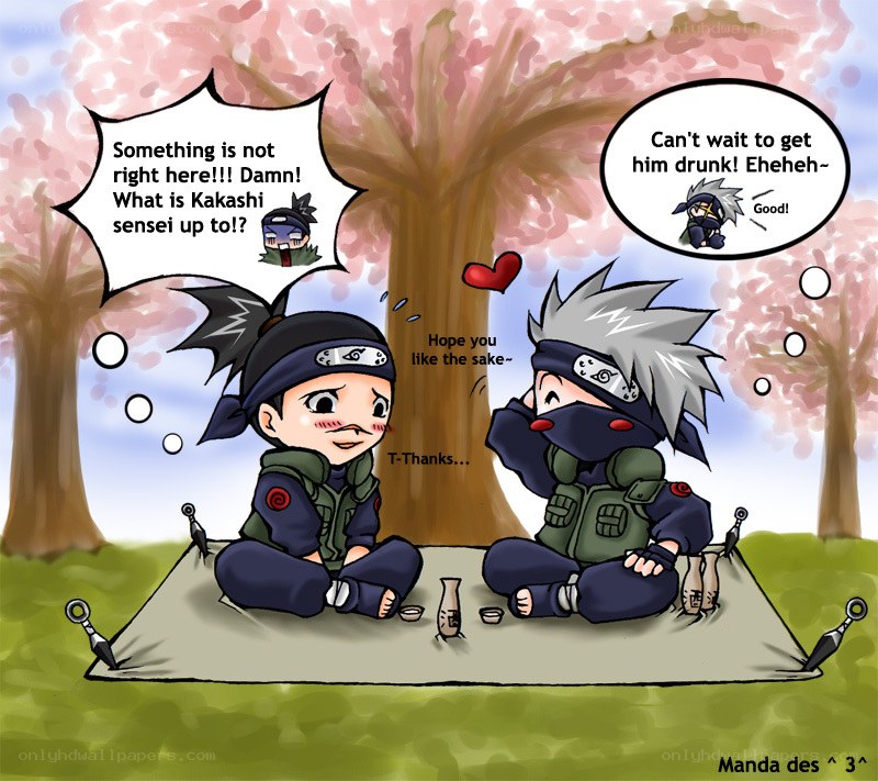 Naruto characters drinking sake