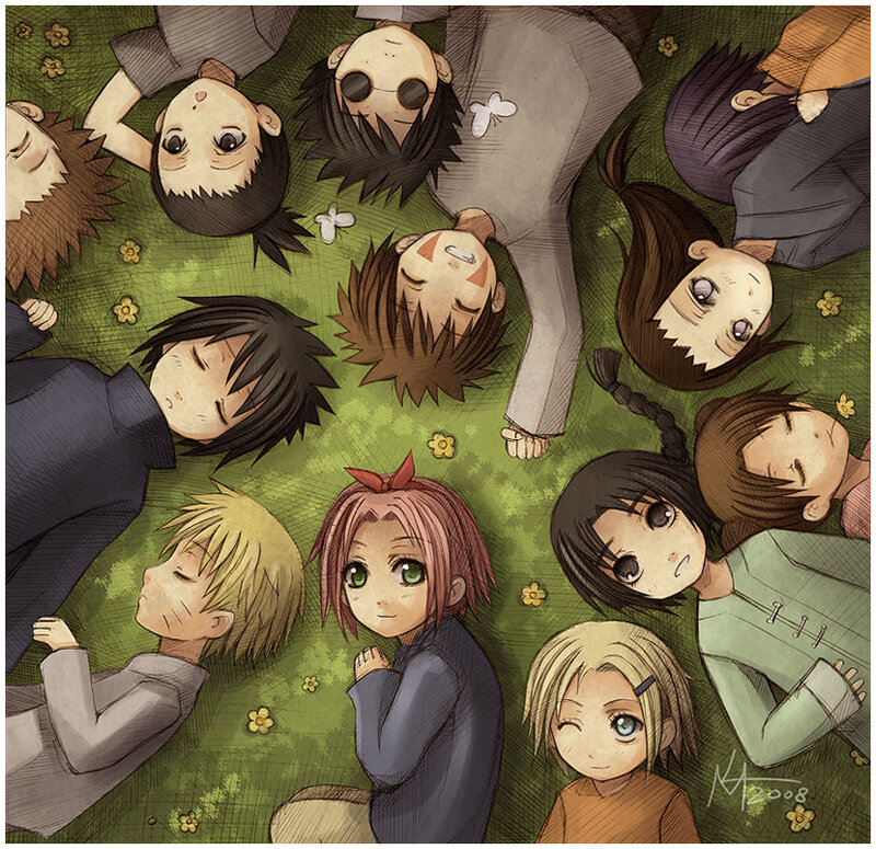 Naruto characters in a circle