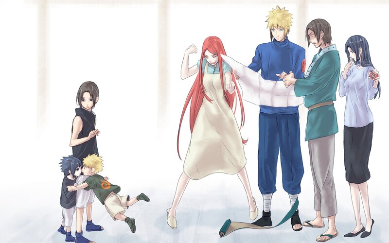 Naruto characters in a family scene
