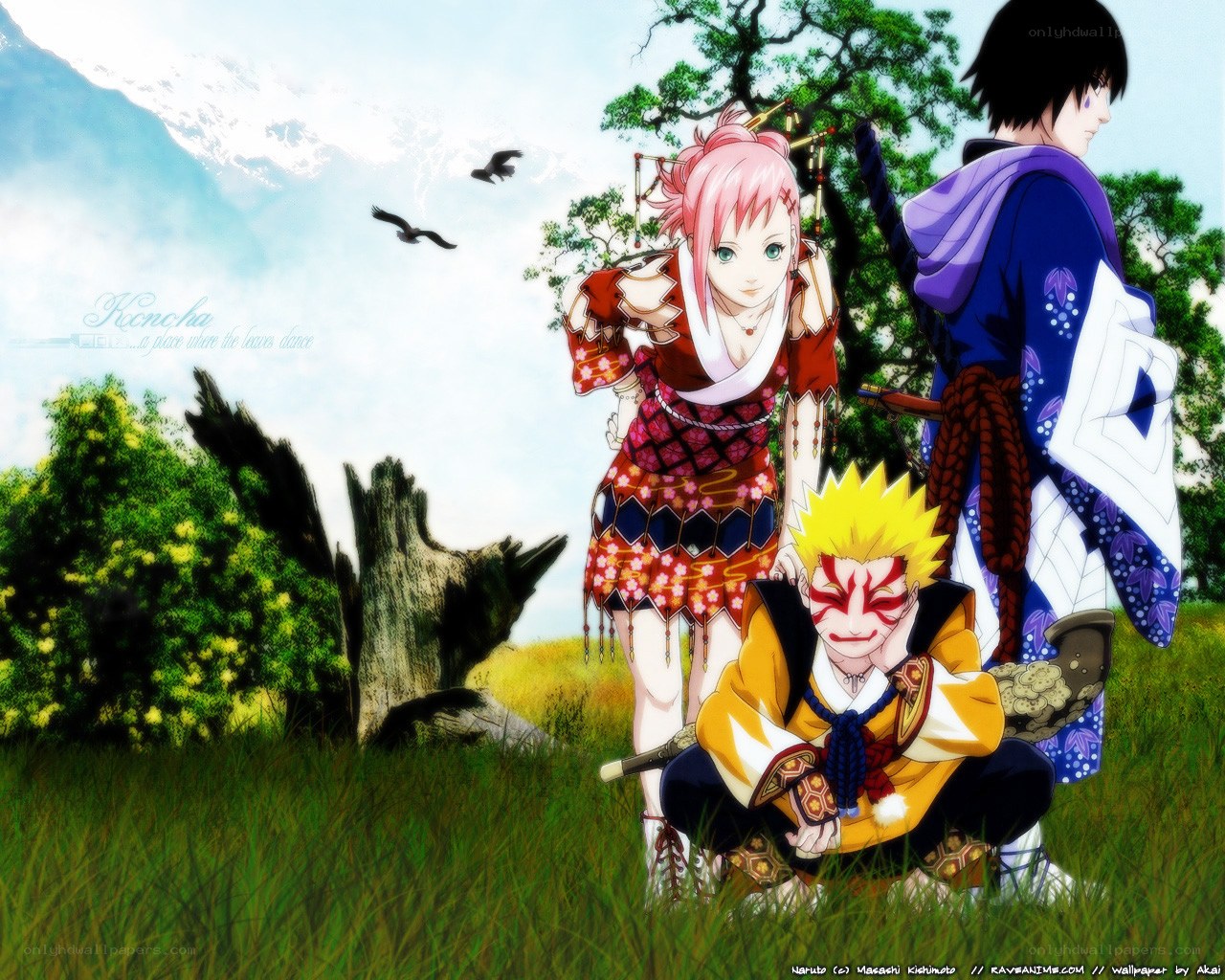 Naruto characters in a field