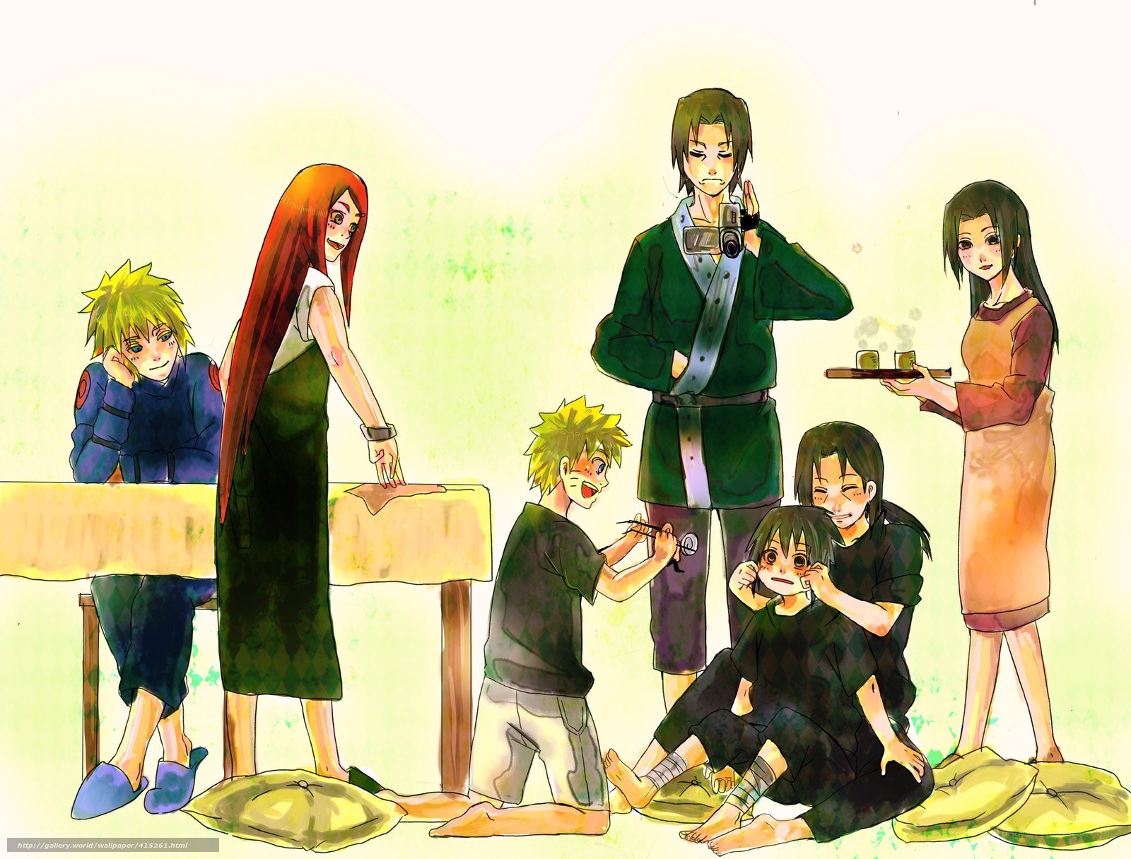 Naruto characters in a kitchen