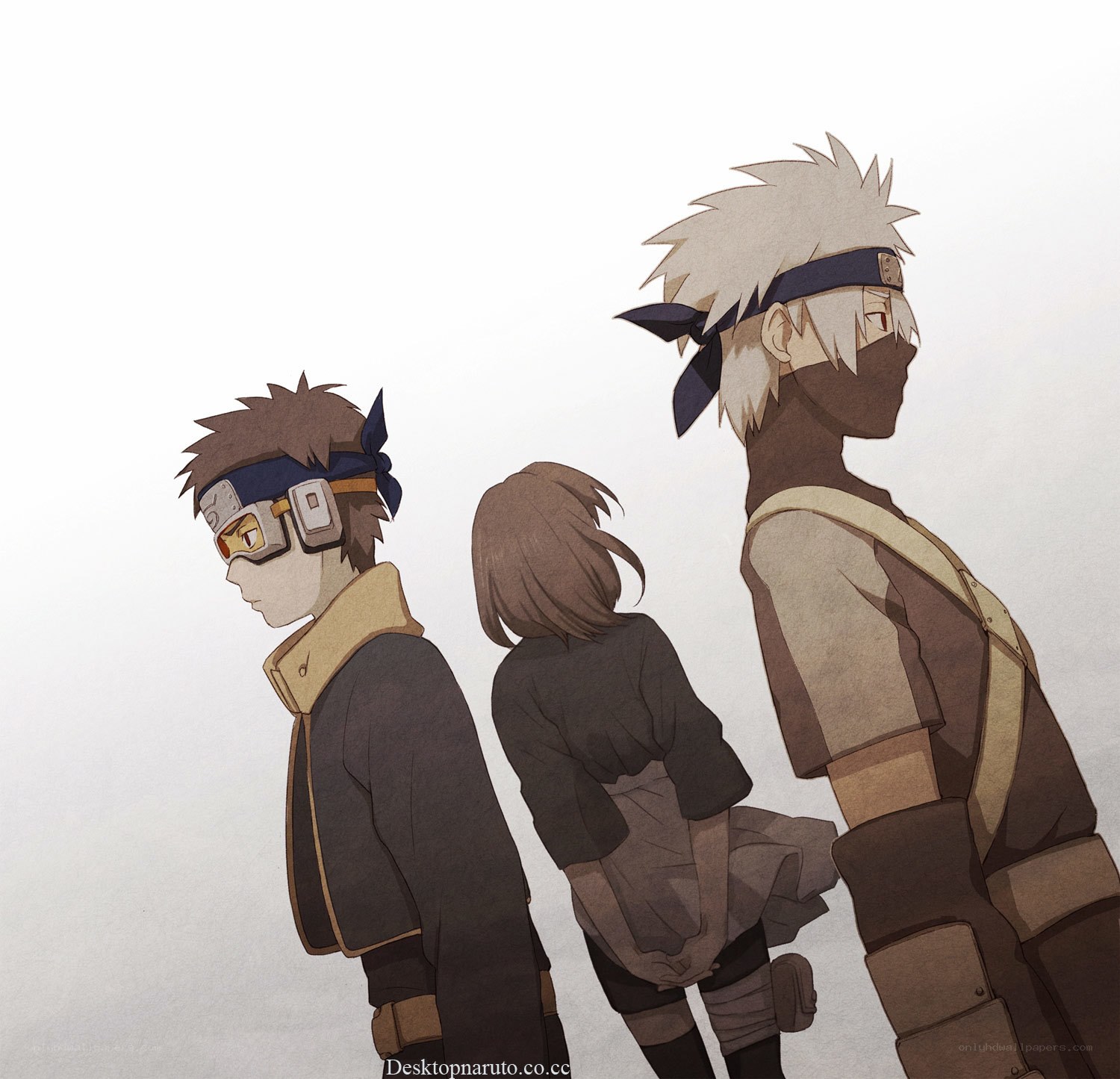 Naruto characters in a line