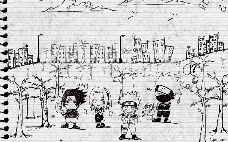 Naruto characters in a sketch