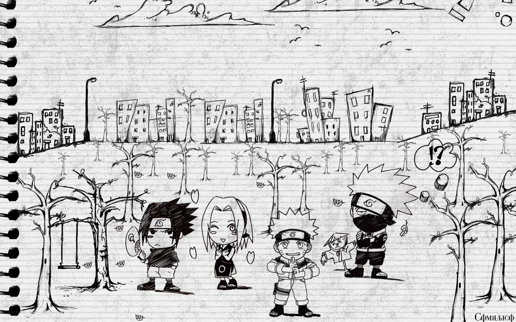 Naruto characters in a sketch
