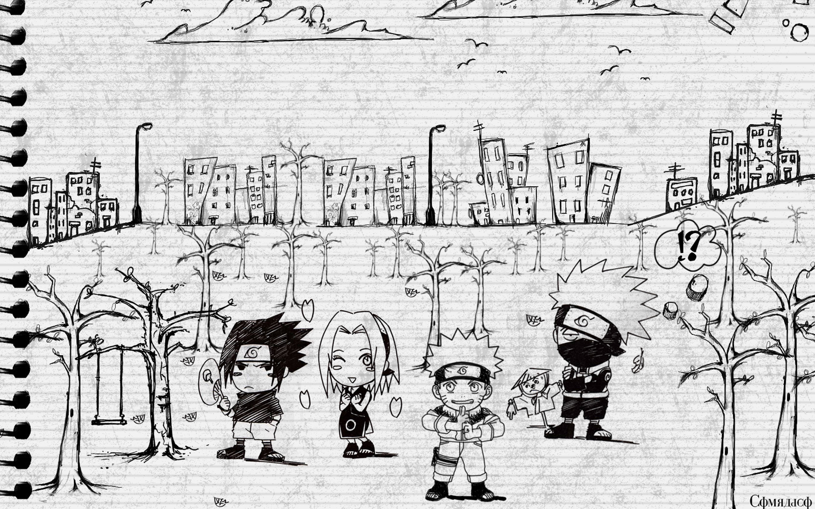 Naruto characters in a sketch