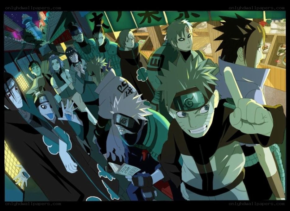 Naruto characters in a village