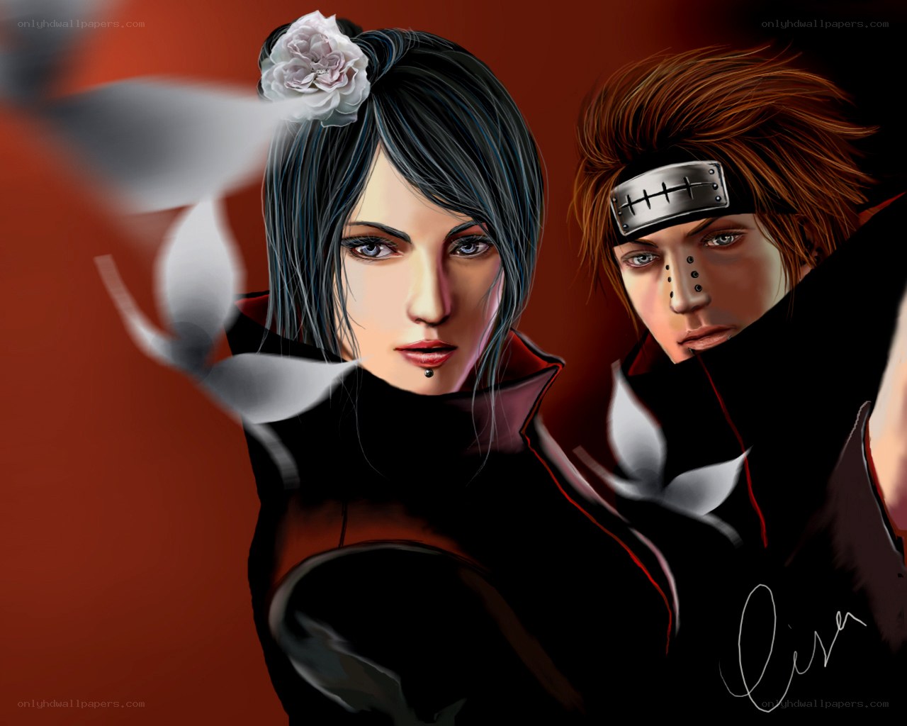 Naruto characters in Akatsuki cloaks