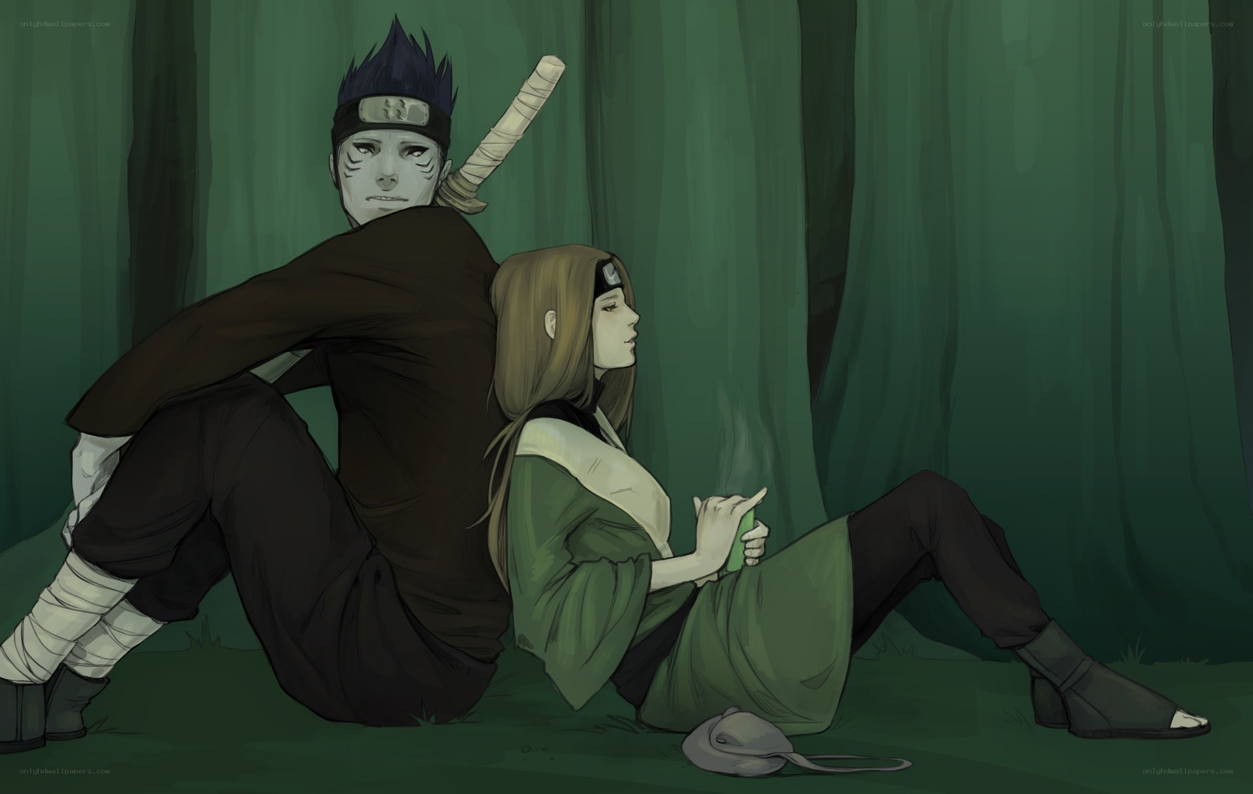 Naruto characters in forest