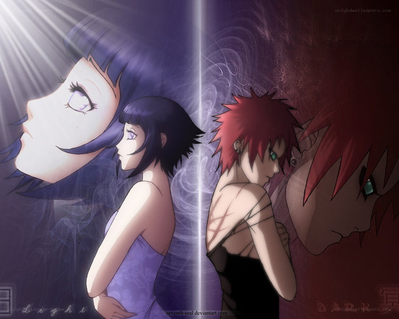 Naruto characters in light and dark