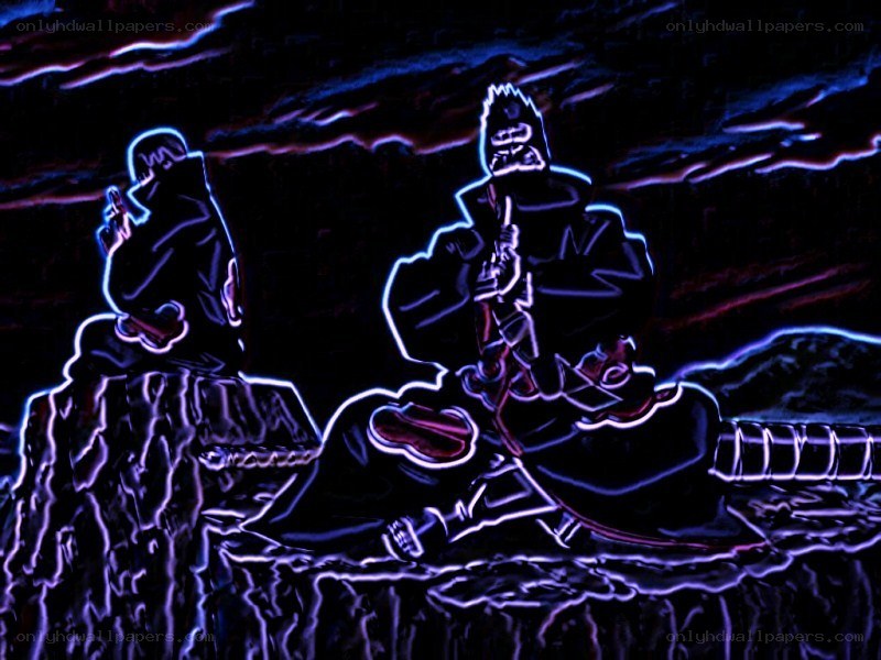 Naruto characters in neon style