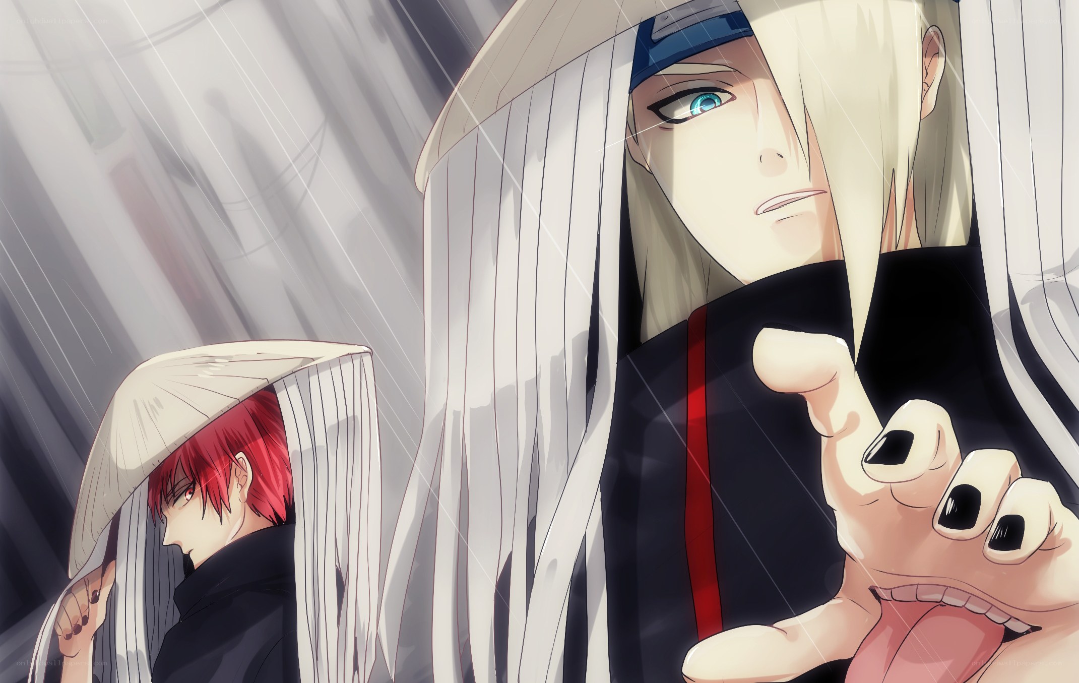 Naruto characters in rain