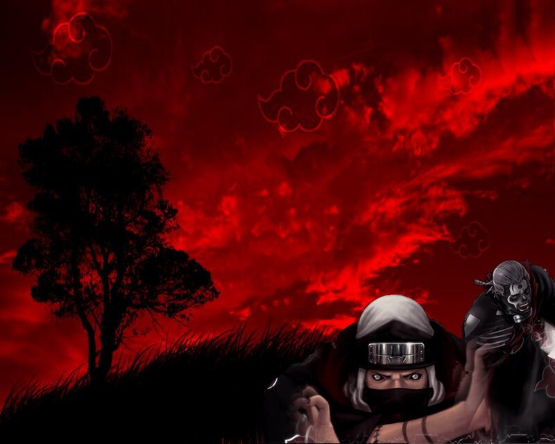 Naruto characters in red sky