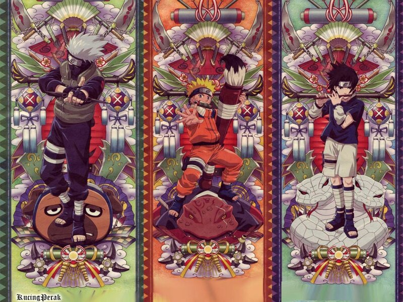Naruto characters in traditional art