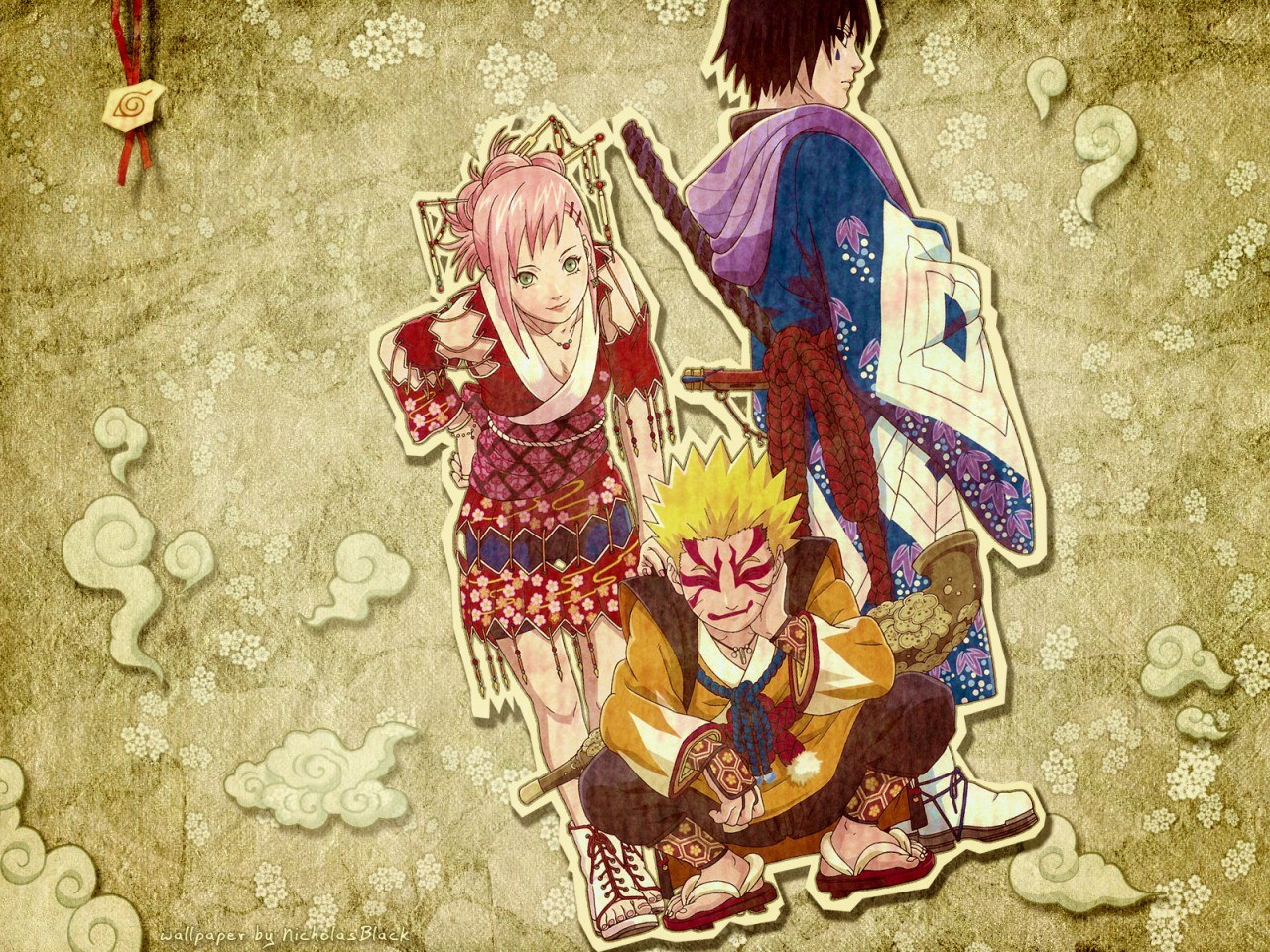Naruto characters in traditional attire