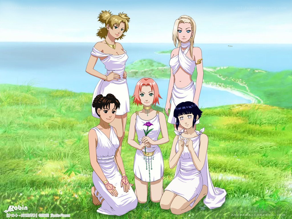 Naruto characters in white dresses