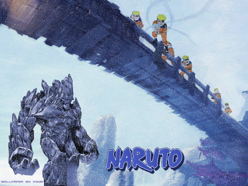Naruto characters on a bridge