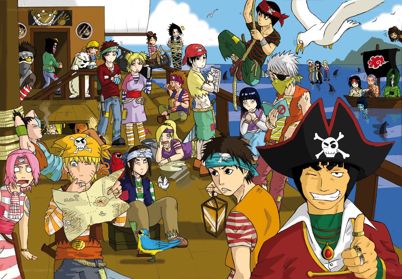 Naruto characters on a pirate ship