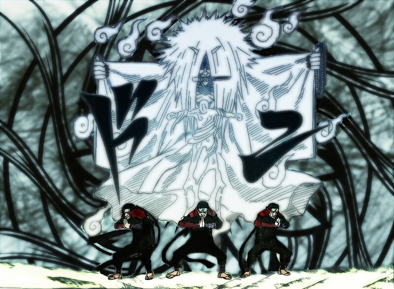 Naruto characters performing jutsu