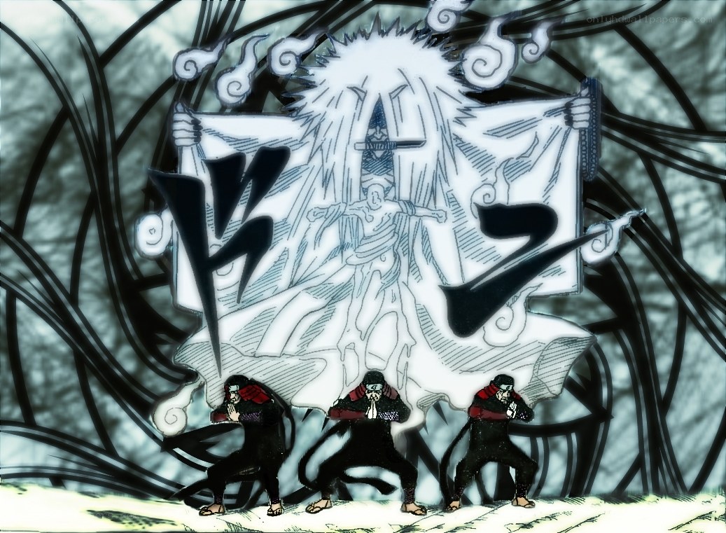 Naruto characters performing jutsu