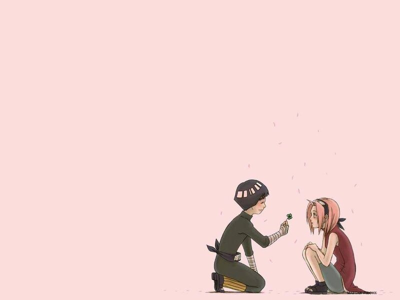 Naruto characters sharing a flower