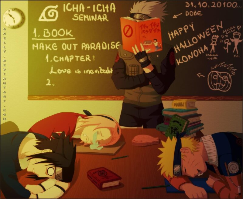 Naruto characters sleeping in class