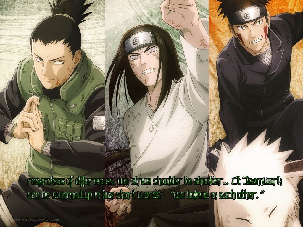 Naruto characters teamwork quote
