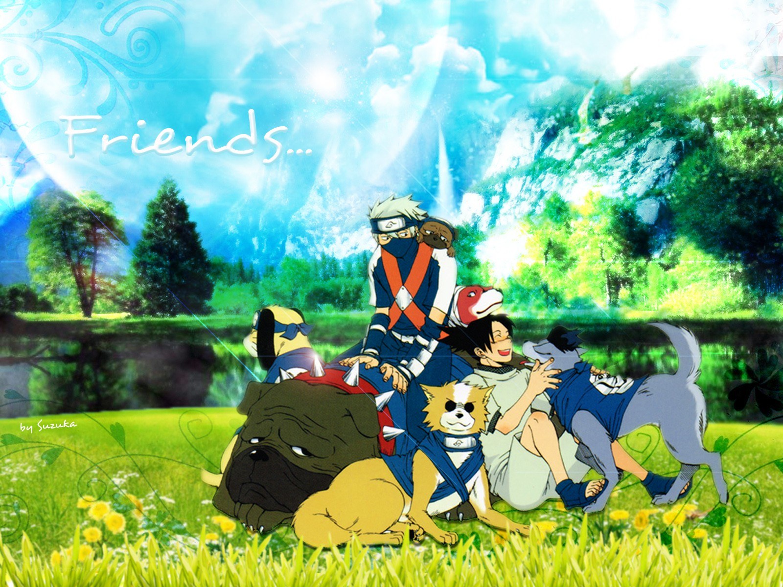Naruto characters with dogs