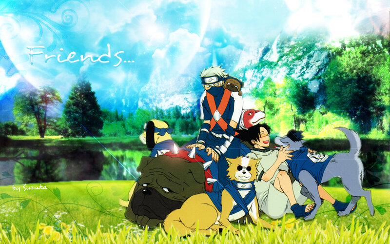 Naruto characters with dogs